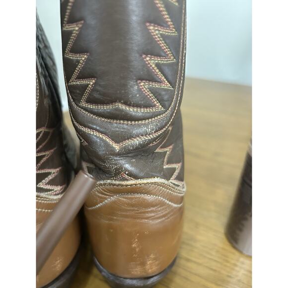 Vintage Tony Lama Men's Brown Leather Sz 9 Pull On Riding Cowboy Western Boot - Picture 16 of 16